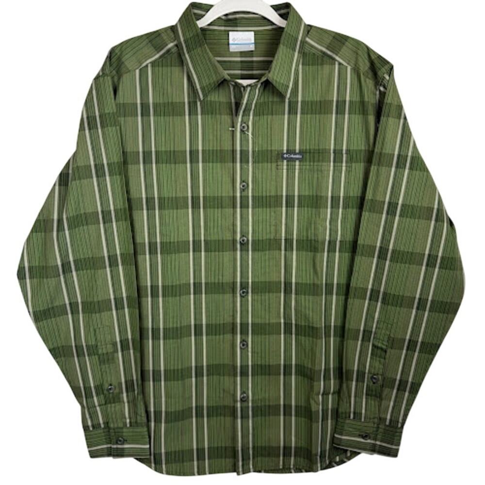 Columbia Sportswear Green Plaid Button Up Shirt Long Sleeve Men M NWOT $65 MSRP